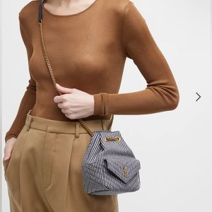 Mini YSL Striped Denim Bucket Bag NWT